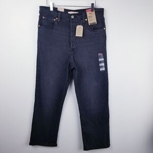 Levi's Black Ribcage Straight Ankle Button Fly Jeans NWT size 31x27